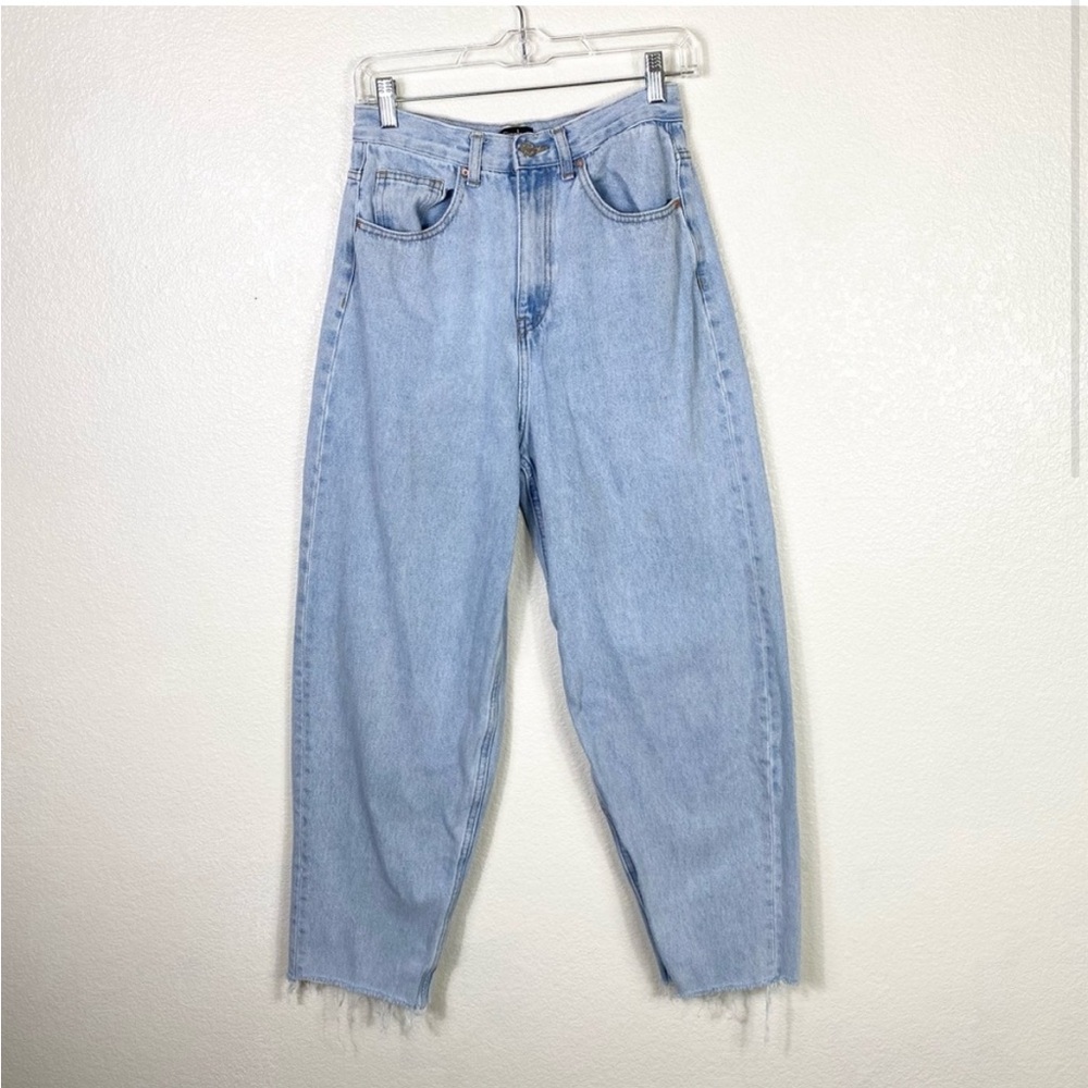 Simple Society Light Wash High Waisted Baggy Fit Jeans
